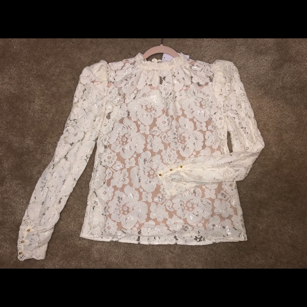 WAYF lace shirt with nude camisole - size small